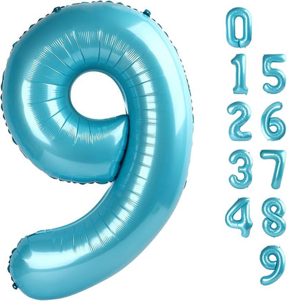 9 Balloon Number 40 Inch Pastel Blue Balloons by Mluchee