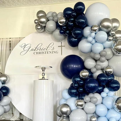 MEBAY Blue White Silver Balloons Garland Arch Kit - Image 7