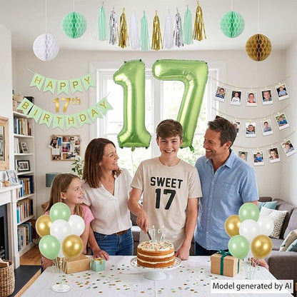 Light Green Number 17 Balloon 40 Inch, Glossy Double Digit Milestone Decor | - Image 7