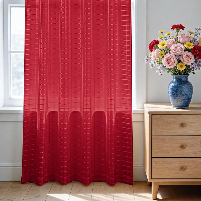 SpaceDresser Check Sheer Curtains 108 Inches Long - Image 3