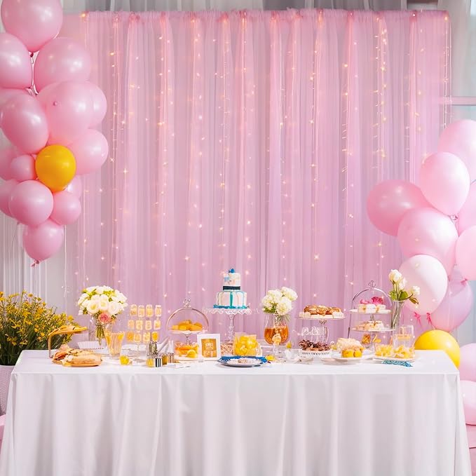 20x10ft Baby Pink Tulle Backdrop Curtain - Image 7