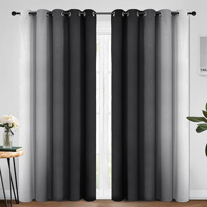 Yakamok Ombre Curtains Black and Greyish White - Image 2