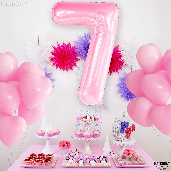 KatchOn, Light Pink Giant Number 7 Balloon - Image 7