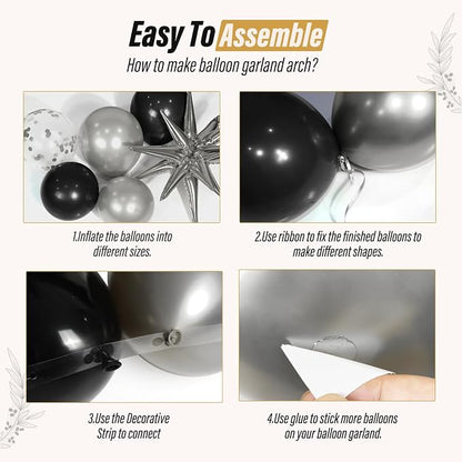 Black and Silver Balloons Garland Arch Kit - Image 3