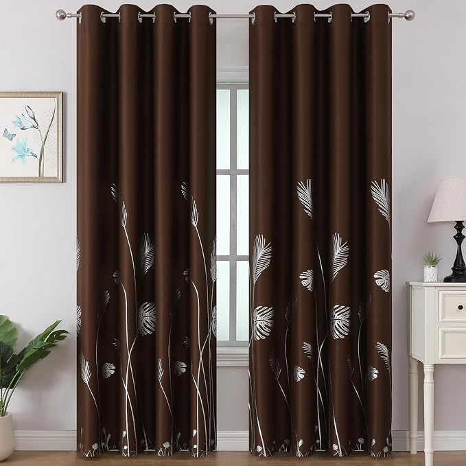 Brown Blackout Curtains for Living Room 96 Inches Long, Room Darkening Energy by ESTELARTEXTILER