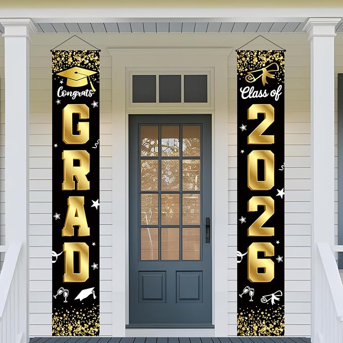 Graduation Decorations 2026 Set Black Gold, Congrats Grad Decor Set - Image 7