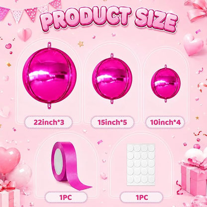 Hot Pink Round Foil Balloons - Image 2