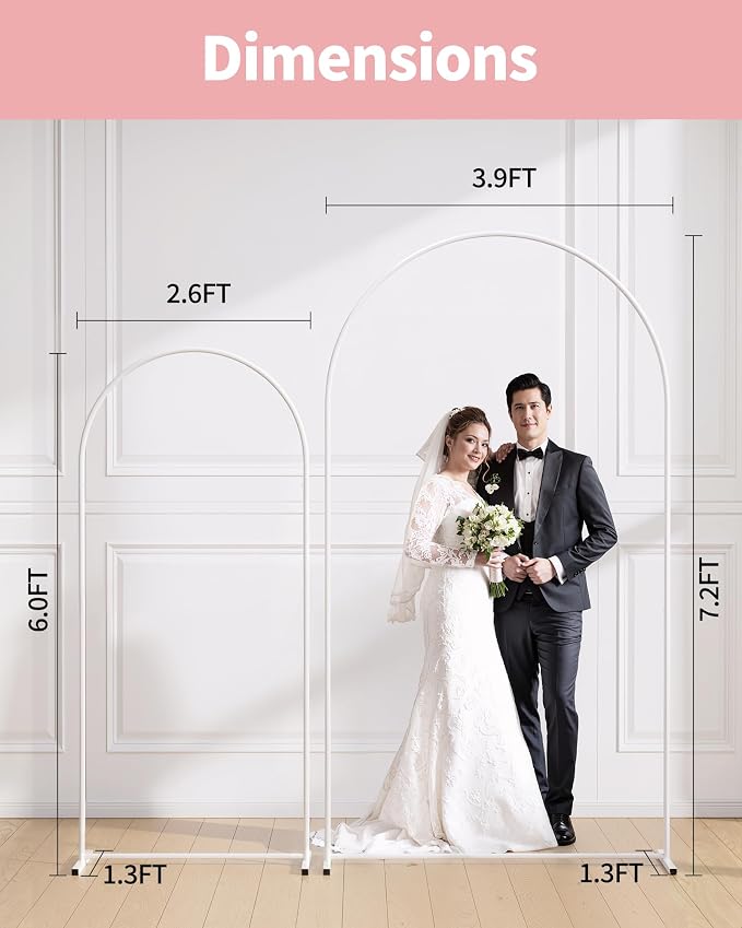 Pureegg Arch Backdrop Stand Set, 7.2 ft and 6 ft | Wedding, Baby Shower - Image 2