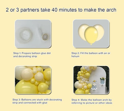 Yellow Balloon Arch Garland Kit-White Balloon 122Pcs - Image 4