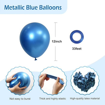 FOTIOMRG 50pcs Metallic Blue Balloons, 12 inch, Latex Party Decorations - Image 2