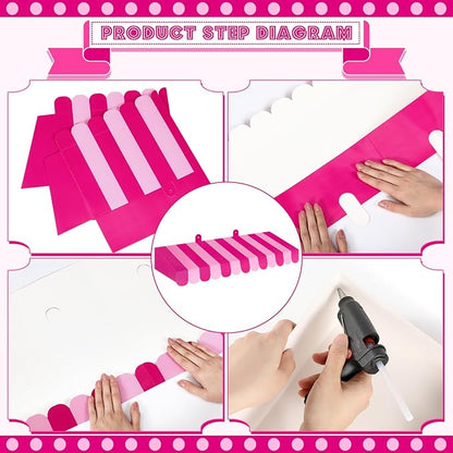 Boao 4 Pack Circus Awning Decoration 3D Stripe Cardboard Awning Carnival Wall - Image 3