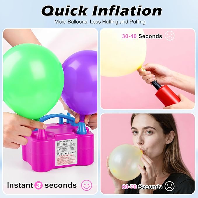 Electric Balloon Pump with Dual Nozzle & 2 Tying Tools | 110V 600W Portable - Image 6