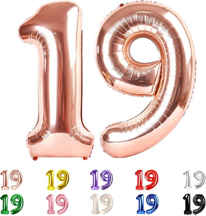 19 Balloon Numbers 40 Inch for 19th Year Old Birthday Decorations, Inflation by Mluchee
