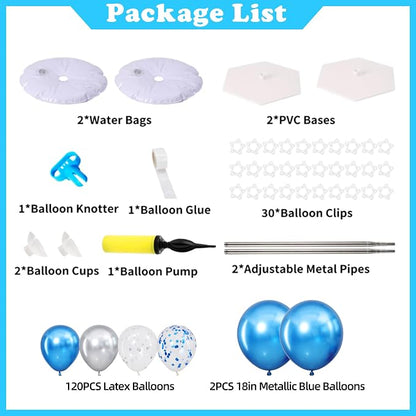 Navy Blue and Silver Balloon Column Stand Kit Set of 2 - Image 2