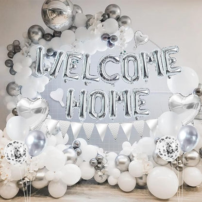 TONIFUL 16 Inch Silver Welcome Home Foil Letter Balloon Banner Decor Kit | - Image 5