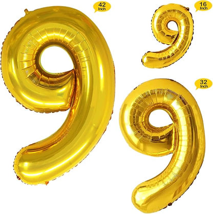 Gold Foil Balloons Number 9, Huge Number Balloons - Image 2
