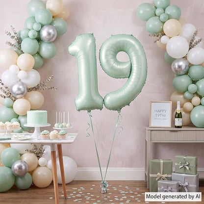Olive Green Number 19 Balloon 40 Inch, Backdrop - Image 7