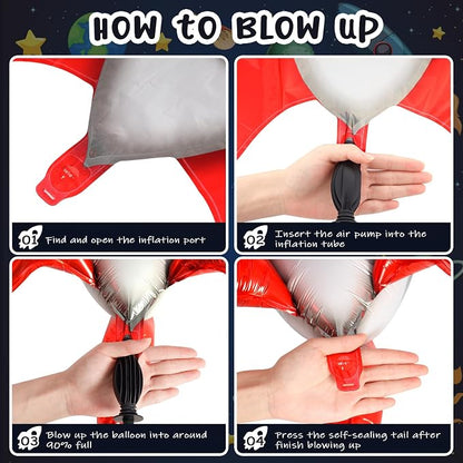 2 Pcs Large Rocket Balloons for Kids, 33 Inch Rocket Ship Balloon, Space Foil - Image 6