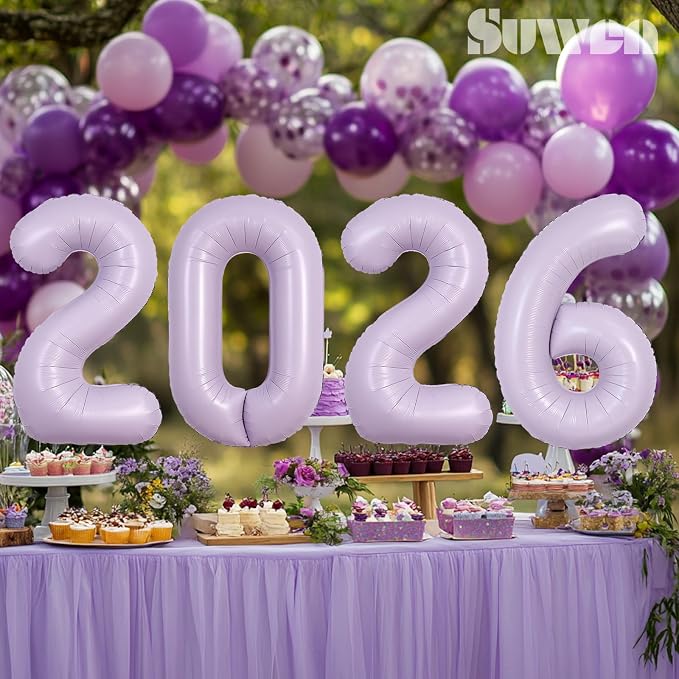 SUWEN 40 Inch Light Purple Lavender Big 15 Balloon Number Foil Helium 0-9 | - Image 5