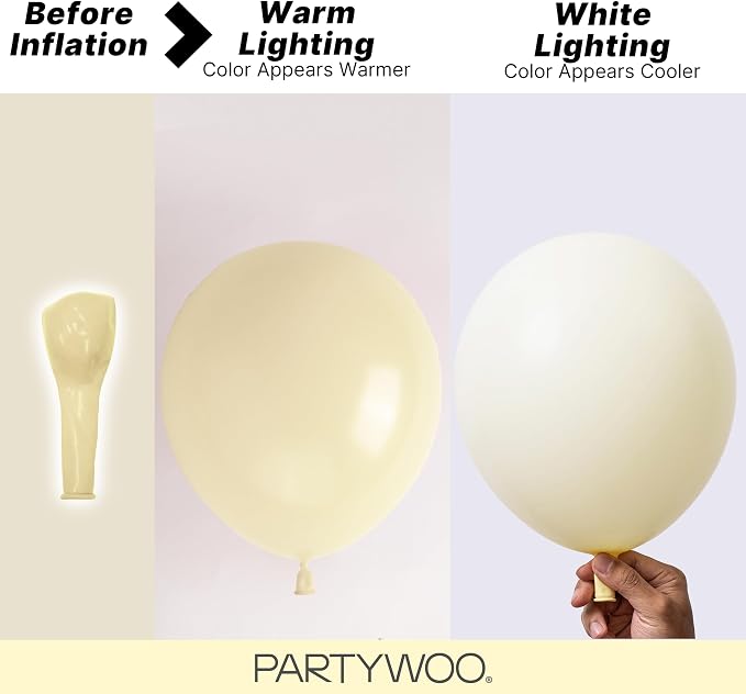 PartyWoo Pastel Yellow Balloons 155pcs Light Pale Yellow Color | 18 12 10 5 - Image 3