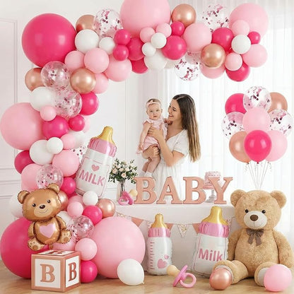 LOVESTOWN 150PCS Pink Rose Gold White Balloons Size of 18 12 10 5Inch | Pink - Image 3