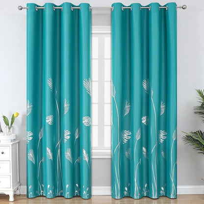 Teal Blackout Curtains for Living Room, Grommet Curtains by ESTELARTEXTILER