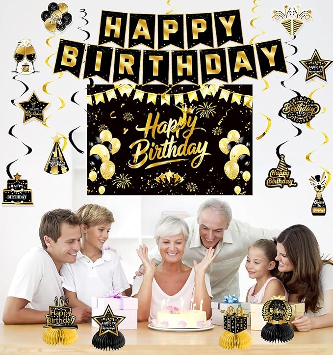 Black Gold Birthday Decorations - Image 5