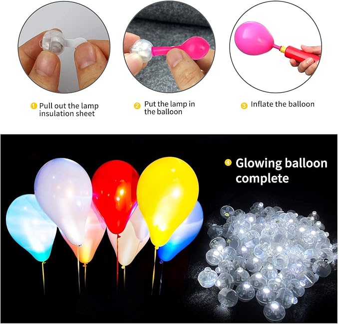 Aogist 100pcs White LED Balloon Light, Tiny Light Mini Round Led Ball Lamp - Image 5