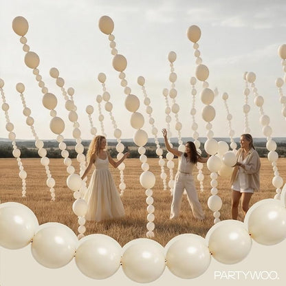 PartyWoo White Sand Linking Balloons 100pcs 6 Inch Off White Link Balloons | - Image 7