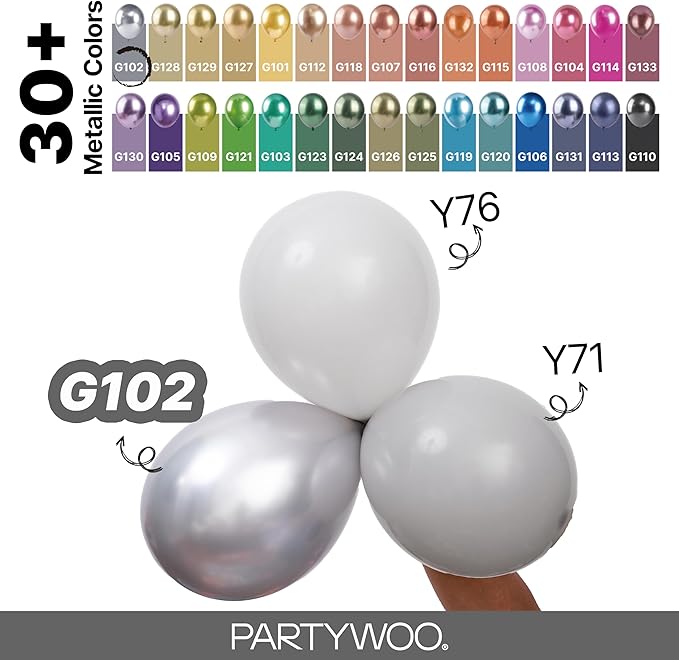 PartyWoo Silver Balloons 128 pcs Different Sizes of 18 12 10 5 Inch Silver - Image 4