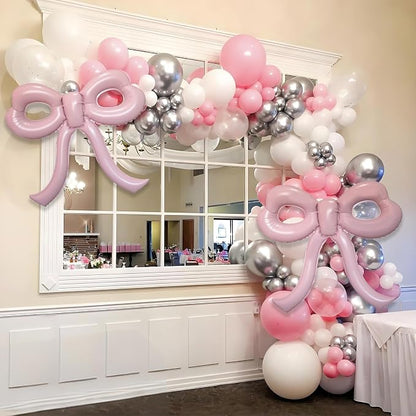 4 Pcs Light Pink Bow Balloons Bow Party Decorations - Image 6