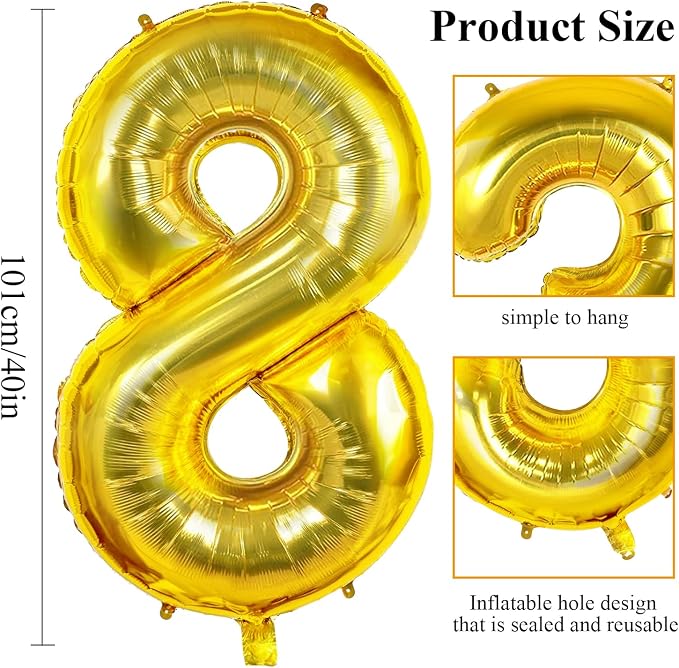 Number 82 Balloons for 82nd Birthday Party Decorations, 0-100 Large No.82 - Image 2