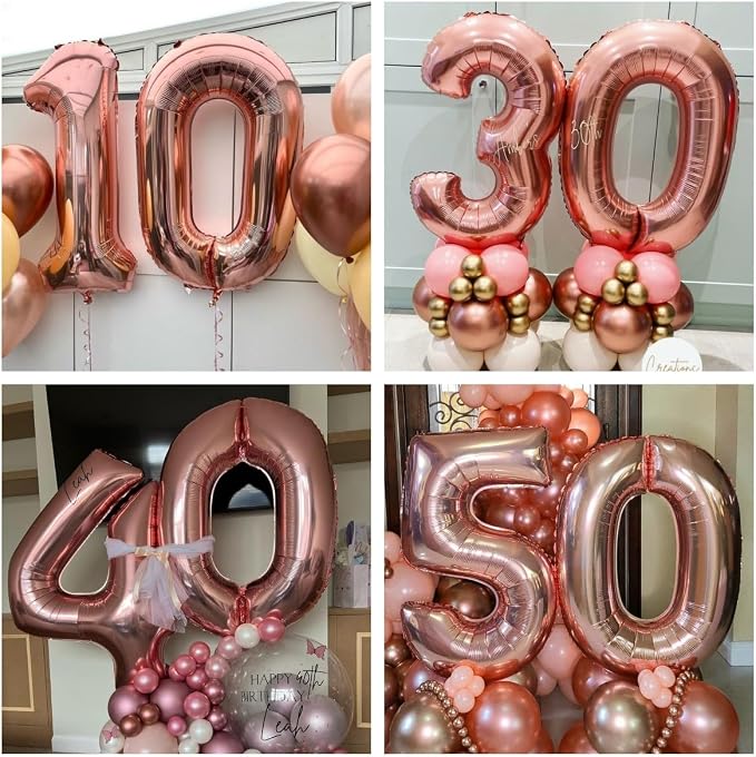 Rose Gold 50 Number Balloons, 40 Inch Big Giant Jumbo 50 Balloon Numbers Rose - Image 7