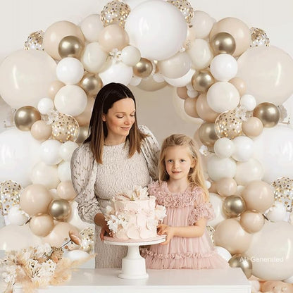 Sand White Ivory Gold Balloon Arch Kit, Party Decoration | Light White Beige - Image 4