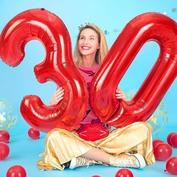 40 Inch Red 27 Balloons Giant Number 27 Balloons Red 27 Birthday Balloons 27th - Image 7