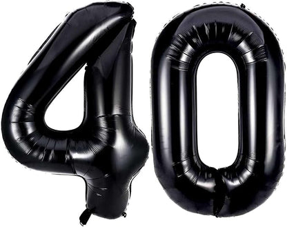 Black 40 Number Balloons, 40 Inch Giant Number 40 Balloons Foil Mylar Helium by Lovoir
