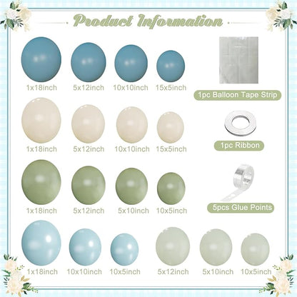 Dusty Blue Sage Green Balloon Arch Kit - Image 5