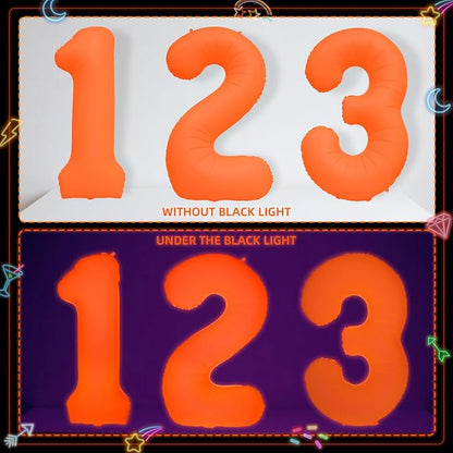 Mega-L Glow in The Dark Party Supplies, 40 Inch Orange Number 6 Balloon | Glow - Image 7