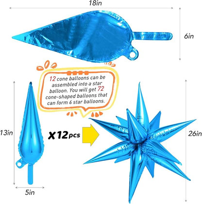 Blue Star Balloons, 12 Point Large Spike Mylar Balloon - Image 6