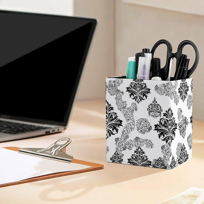 Pen Holder 2 Compartments, Pu Leather Pencil Organizer Cup Antique Classical - Image 5