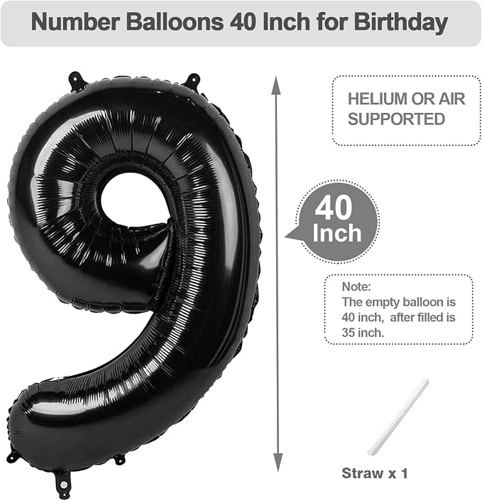 Numbers 18 Balloon 40Inch Black Balloons - Image 5
