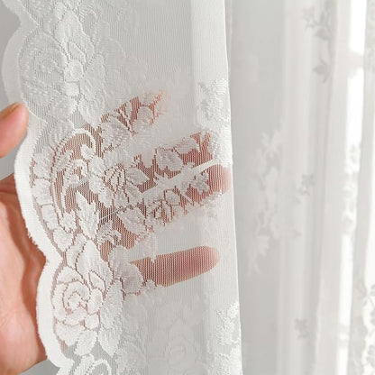 Kotile Extra Long Ivory Lace Curains - Image 5
