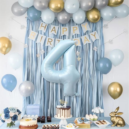 Foil 4 Balloon, Light Blue Big Number 4 Balloons - Image 6