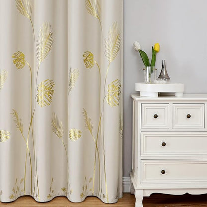 Palm Tree and Wheat Curtains Blackout Energy Saving Curtains Light Filtering - Image 2
