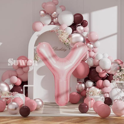 SUWEN 40 Inch Pink Large Y Letter Balloons Big Foil Helium A-Z | Jumbo Mylar - Image 4