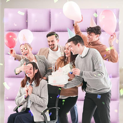 NISOCY 25PCS Matte Pastel Purple Square Foil Balloons Wall Backdrop | Double - Image 5