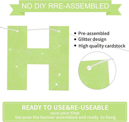 BEISHIDA Pre-Strung Light Green Happy Birthday Banner Party Sign Decoration | - Image 3