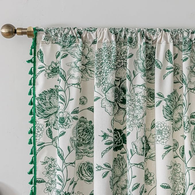 F-CHU Boho Curtains for Living Room 96 Inch Length French Country Floral Drapes - Image 4