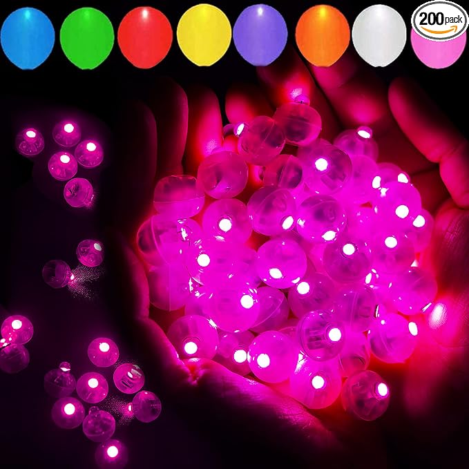 200pcs Pink LED Balloon Light, Mini Tiny Light Round Led Ball Lamp by Aogist
