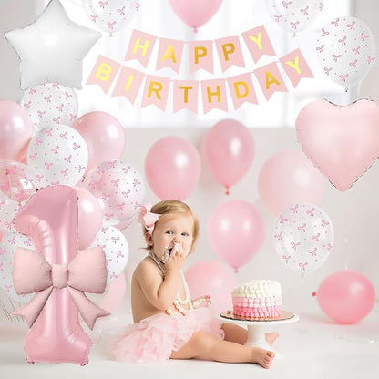 1st Pink Bow Birthday Decorations - Image 6
